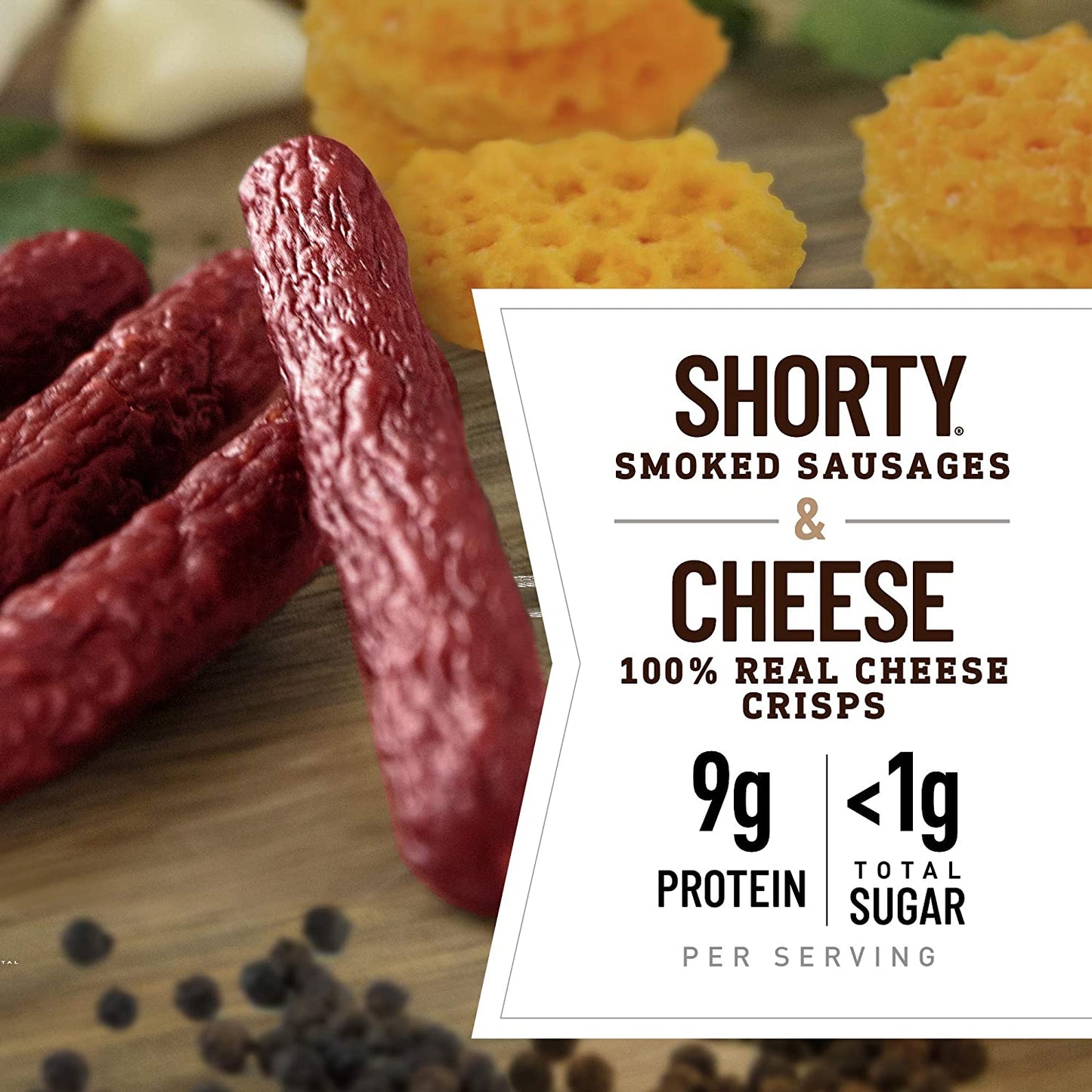 Duke's Shorty Smoked Sausages & Cheese Crisps, Hatch Green Chile & Asiago Cheese , 1 oz, 12 Count