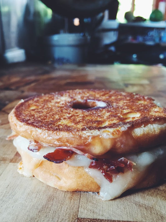 Donut Grilled Cheese with Bacon and Maple Glaze