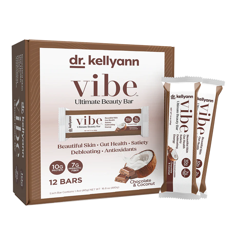 Dr. Kellyann Keto Collagen Fiber Bar — Chocolate Coconut Vibe Bar, 12 Bars