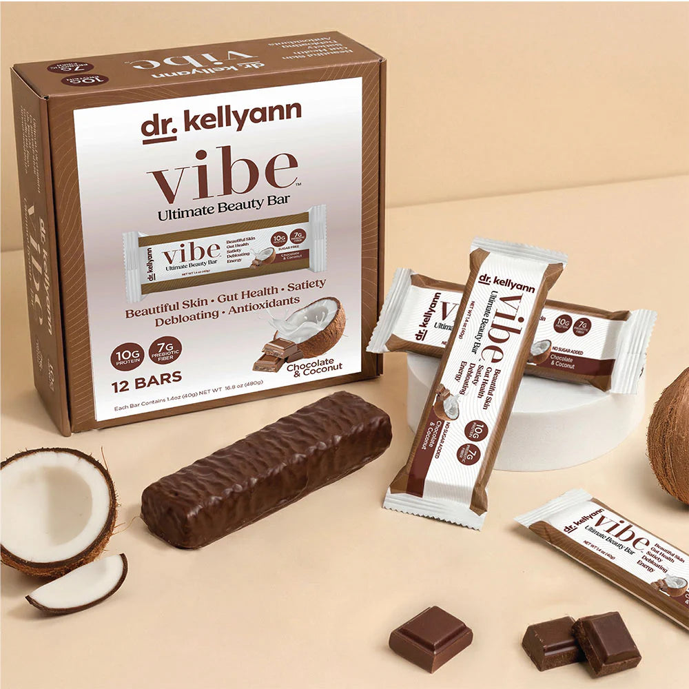 Dr. Kellyann Keto Collagen Fiber Bar — Chocolate Coconut Vibe Bar, 12 Bars