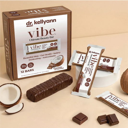 Dr. Kellyann Keto Collagen Fiber Bar — Chocolate Coconut Vibe Bar, 12 Bars