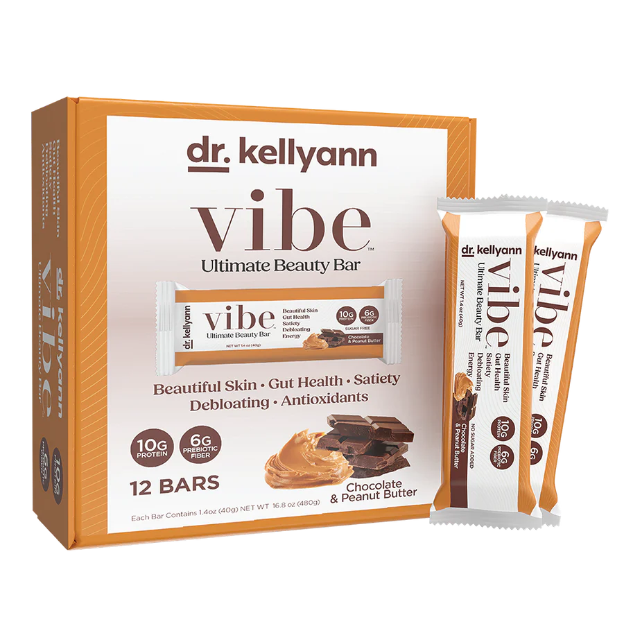 Dr. Kellyann Keto Collagen Fiber Bar — Chocolate Peanut Butter Vibe Bar, 12 Bars