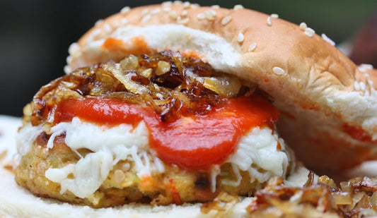 Eggplant Burgers with Caramelized Balsamic Onions