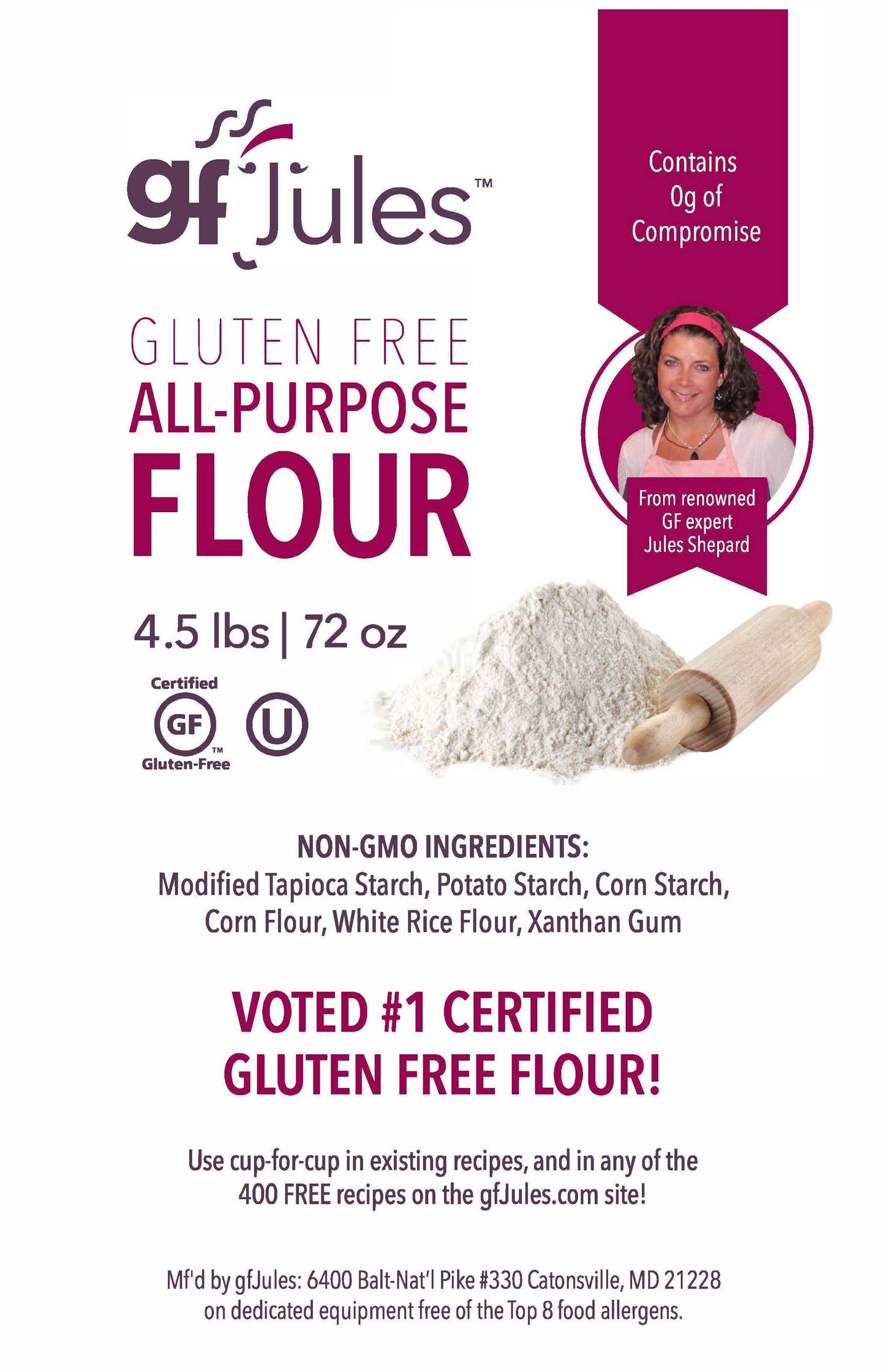 gfJules All Purpose Gluten Free Flour - Voted #1 by consumers - 25 lb