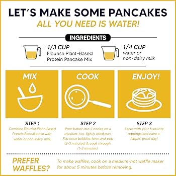 Flourish Plant-Based Protein Pancake and Waffle Mix - Gluten-Free, All-Natural Superfood, High Protein, Fiber