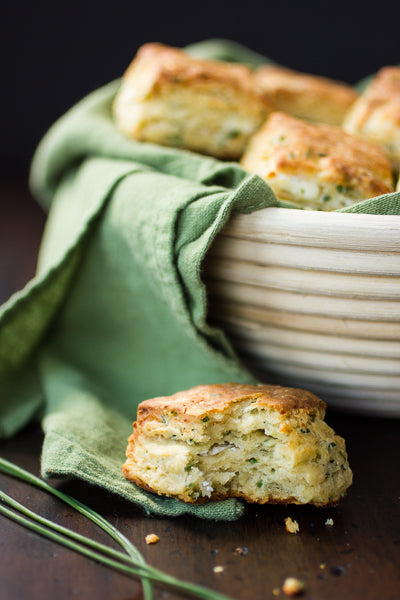 Flaky Goat Cheese and Chive Biscuits
