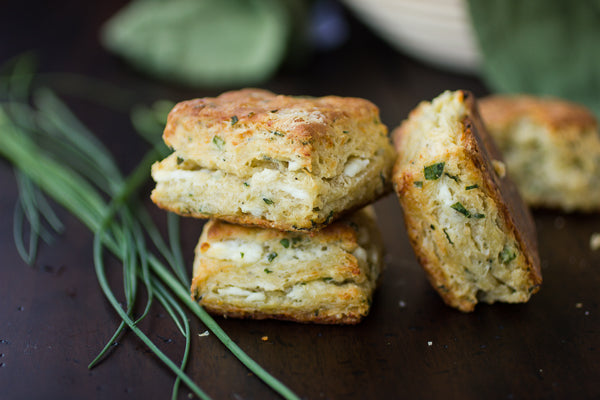 Flaky Goat Cheese and Chive Biscuits