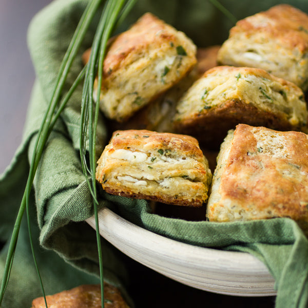 Flaky Goat Cheese and Chive Biscuits