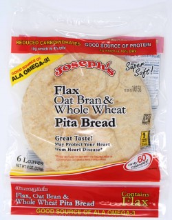 Joseph's Flax Oat Bran and Whole Wheat Pita Bread - Low Carb, 3 Pack