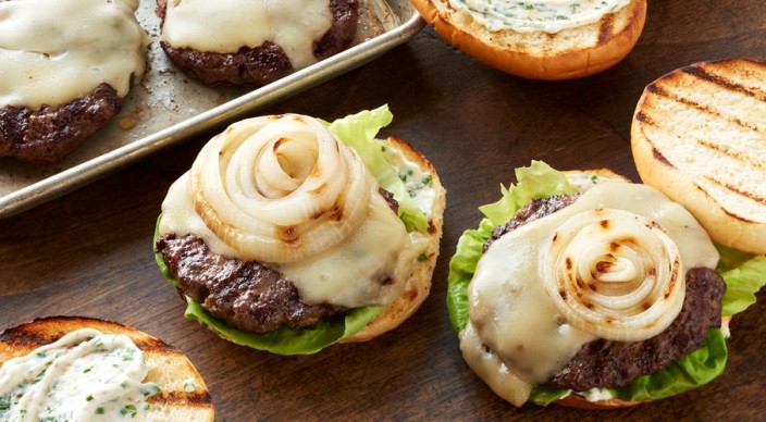 Fontina Cheeseburgers with Lemon Herb Mayonnaise