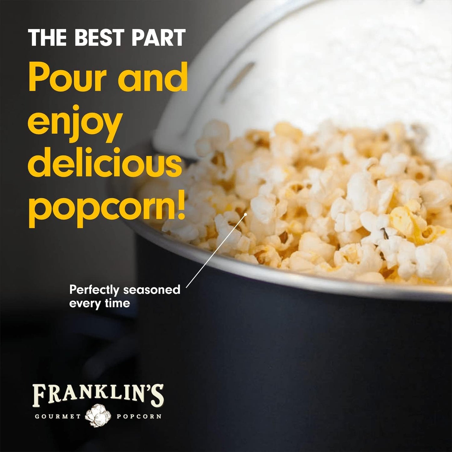 Franklin's Gourmet Popcorn - Movie Night Bundles - Stovepop Popcorn Maker, 13.5 oz Organic Popcorn Kernels, 8 oz Butter Flavored Salt, 14 oz Butter Flavored Coconut Oil