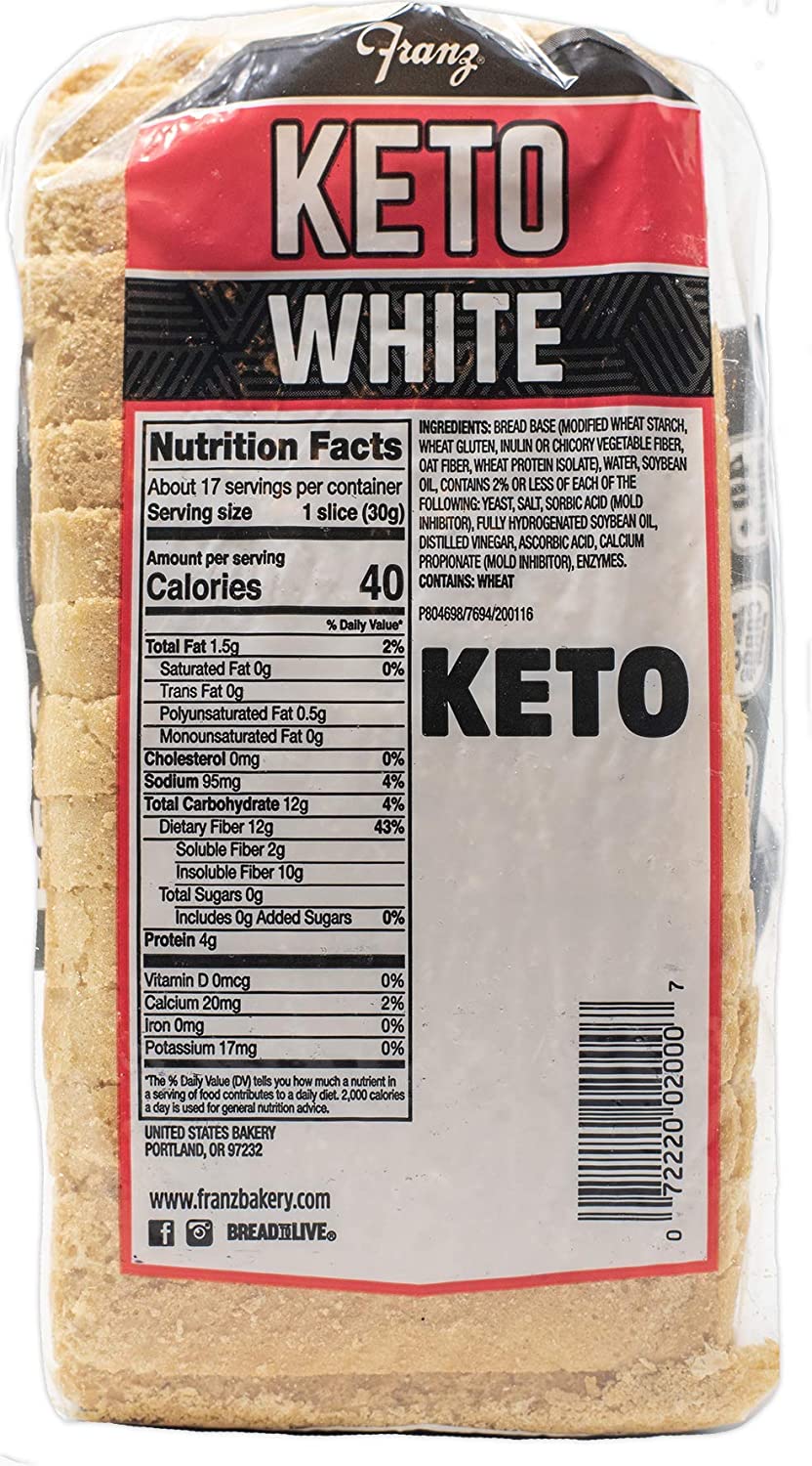 White Keto Bread - Zero NET Carbs - 2 Loaf Pack - Franz