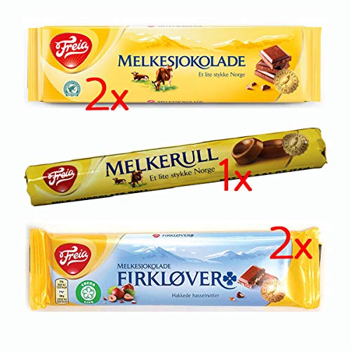 Freia Milk Chocolate ~ Variety Pack - 2 Melkesjokolade, 2 Firklover, 1 Melkerull