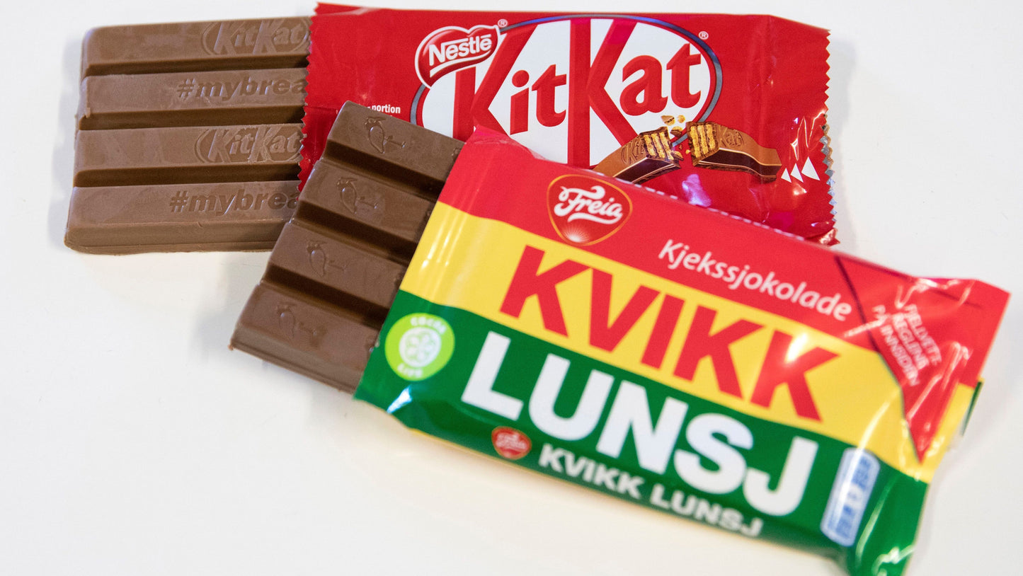 Freia Kvikk Lunsj Chocolate Bar (similar to a Kit Kat Bar) - 6 pack