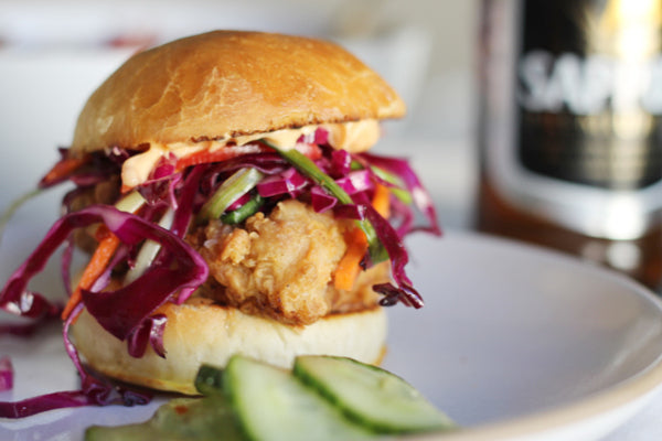 Asian Inspired Fried Chicken Sliders with Homemade Brioche and Sesame Slaw