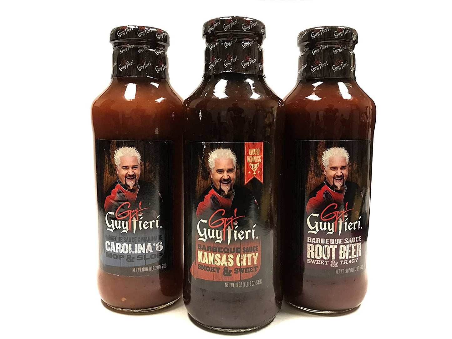 Guy Fieri BBQ Sauce Variety Pack - Root Beer, Kansas City, Carolina