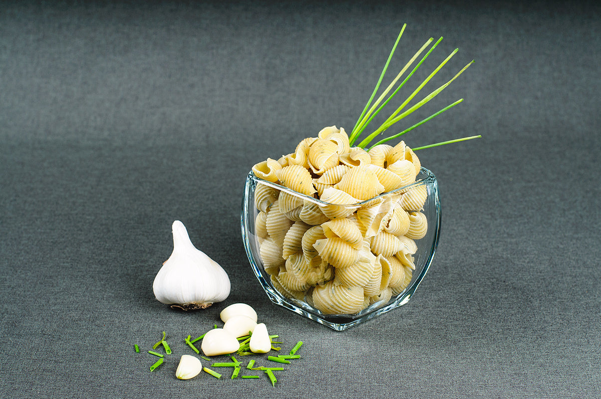 Garlic Chive Sea Shell Pasta