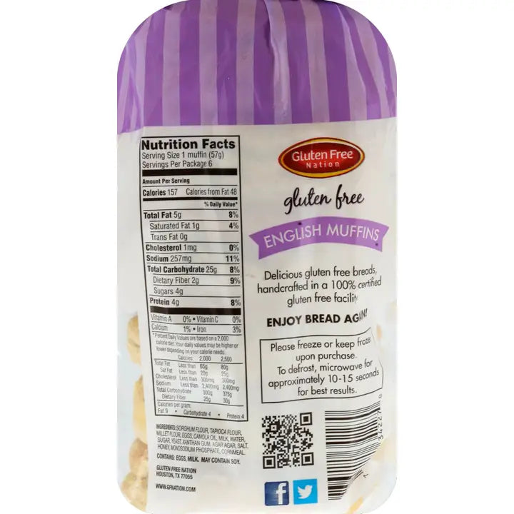 Gluten-Free English Muffins by Gluten Free Nation 2 Packs of 6 (24 Muffins Total)