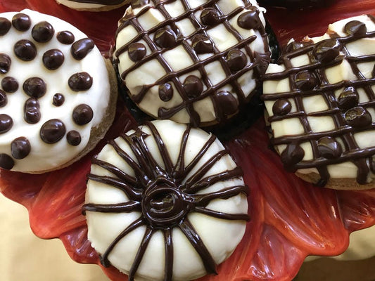 Gluten Free Vegan Lemon Vanilla Dark Chocolate Donuts - 1 Dozen