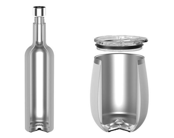 Winesulator + 2 Uncork'd XL Wine Glasses/Lid | GLITTER GOLD