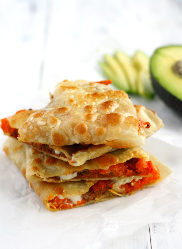 ROASTED SWEET POTATO AND BEAN QUESADILLAS