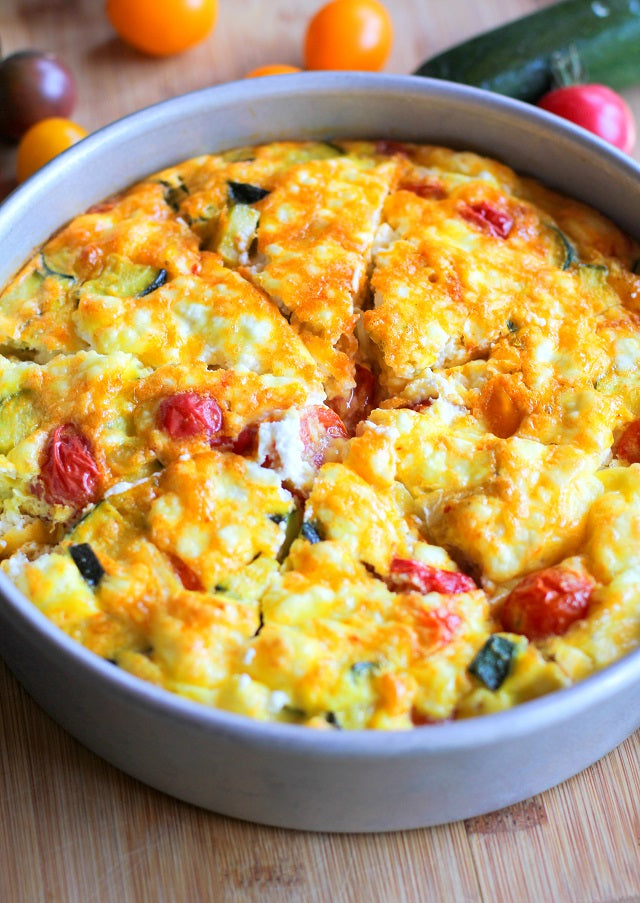 Zucchini, Goat Cheese, and Tomato Frittata