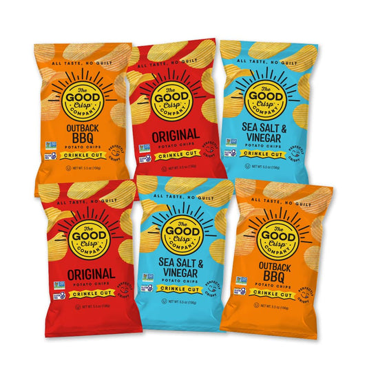 The Good Crisp Company, Crinkle Cut Potato Chips Variety Pack - 5.5 Oz - Pack of 6