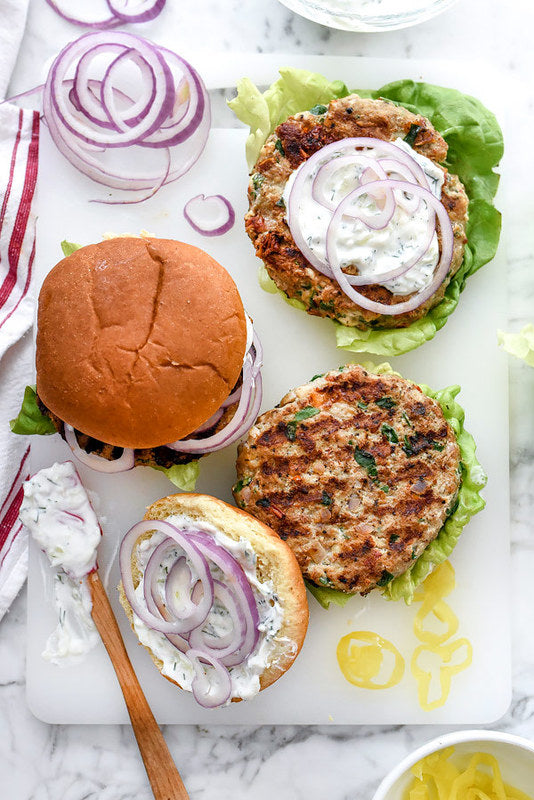 Greek Turkey Burgers with Tzatziki Sauce