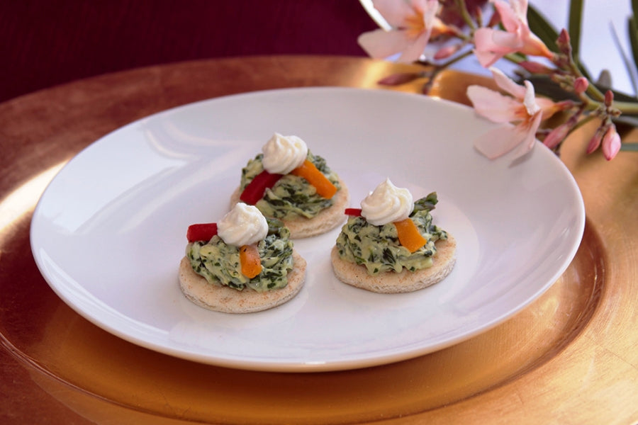 Grilled Vegetable Spinach on Flatbread - 45 pieces per tray
