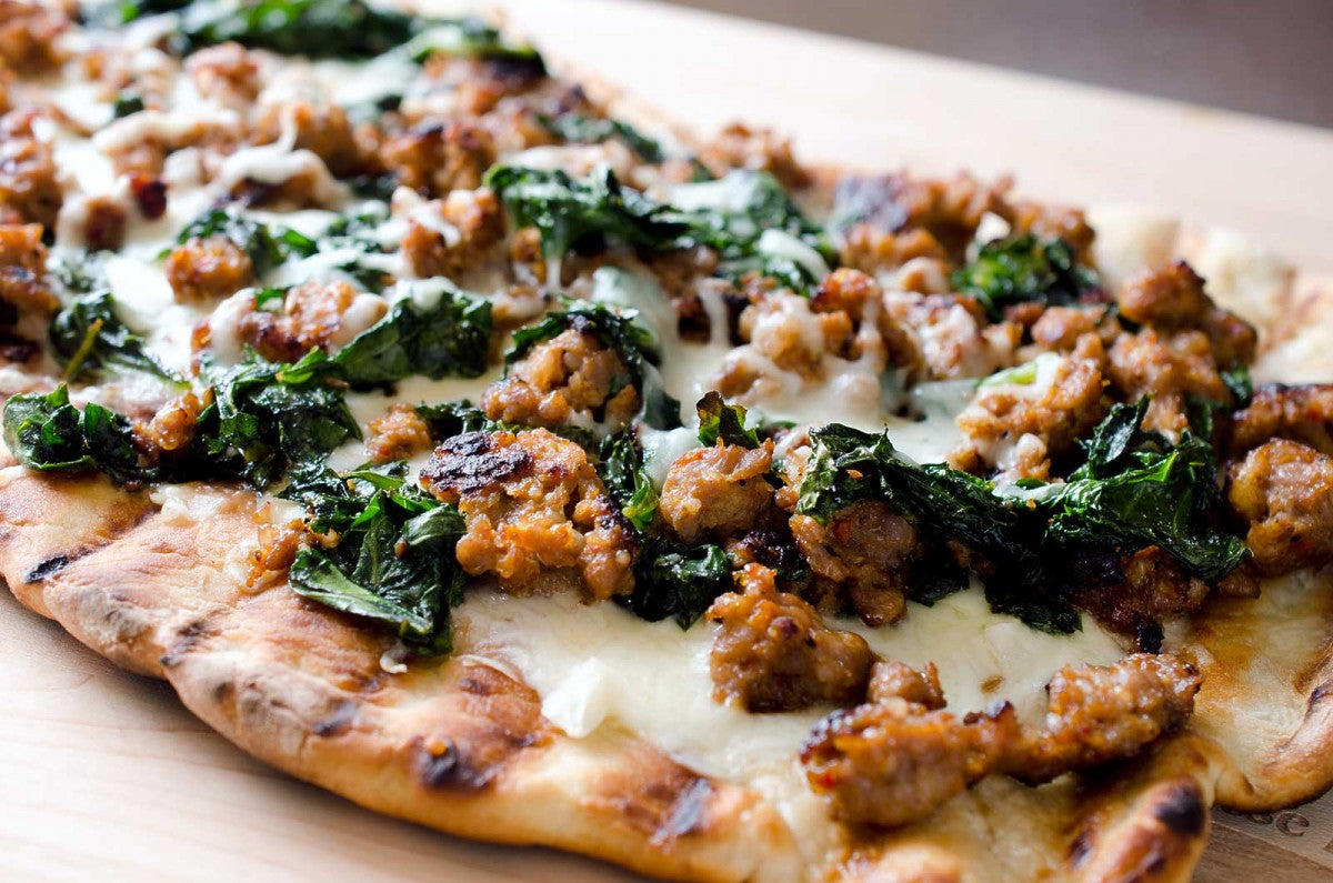 Grilled Kale & Sausage Pizza