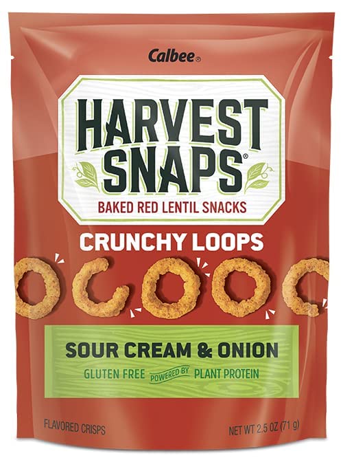 Harvest Snaps Crunchy Loops CRUNCHIONS Baked Red Lentil Snacks - Variety Pack - includes 12