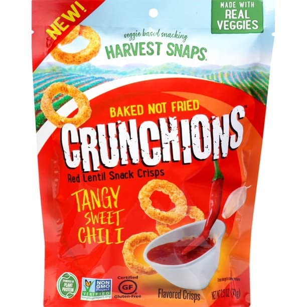 Harvest Snaps Crunchy Loops CRUNCHIONS Baked Red Lentil Snacks - Variety Pack - includes 12
