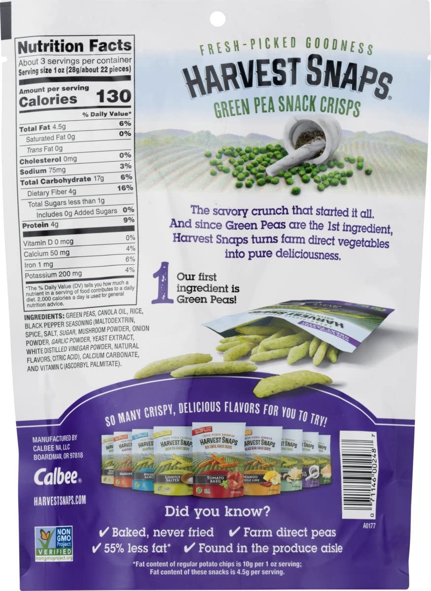 Harvest Snaps Sampler Variety Pack - Pack of 5 - Ranch, Pepper, Wasabi, Salted