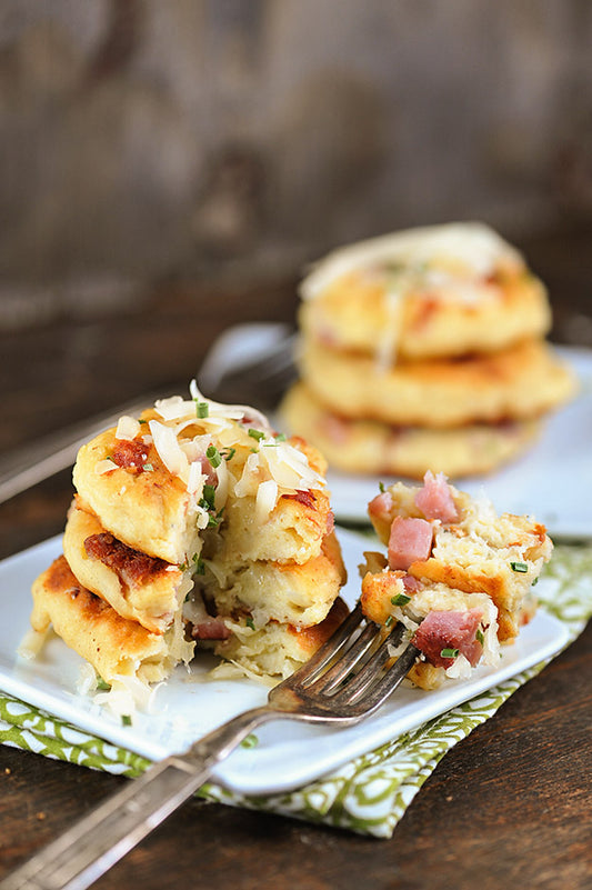 HAM AND CHEESE POTATO CAKES