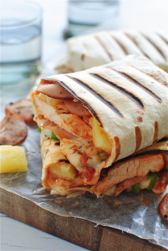 Grilled Hawaiian Pizza Burritos: