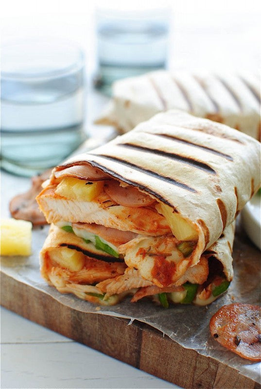 Grilled Hawaiian Pizza Burritos: