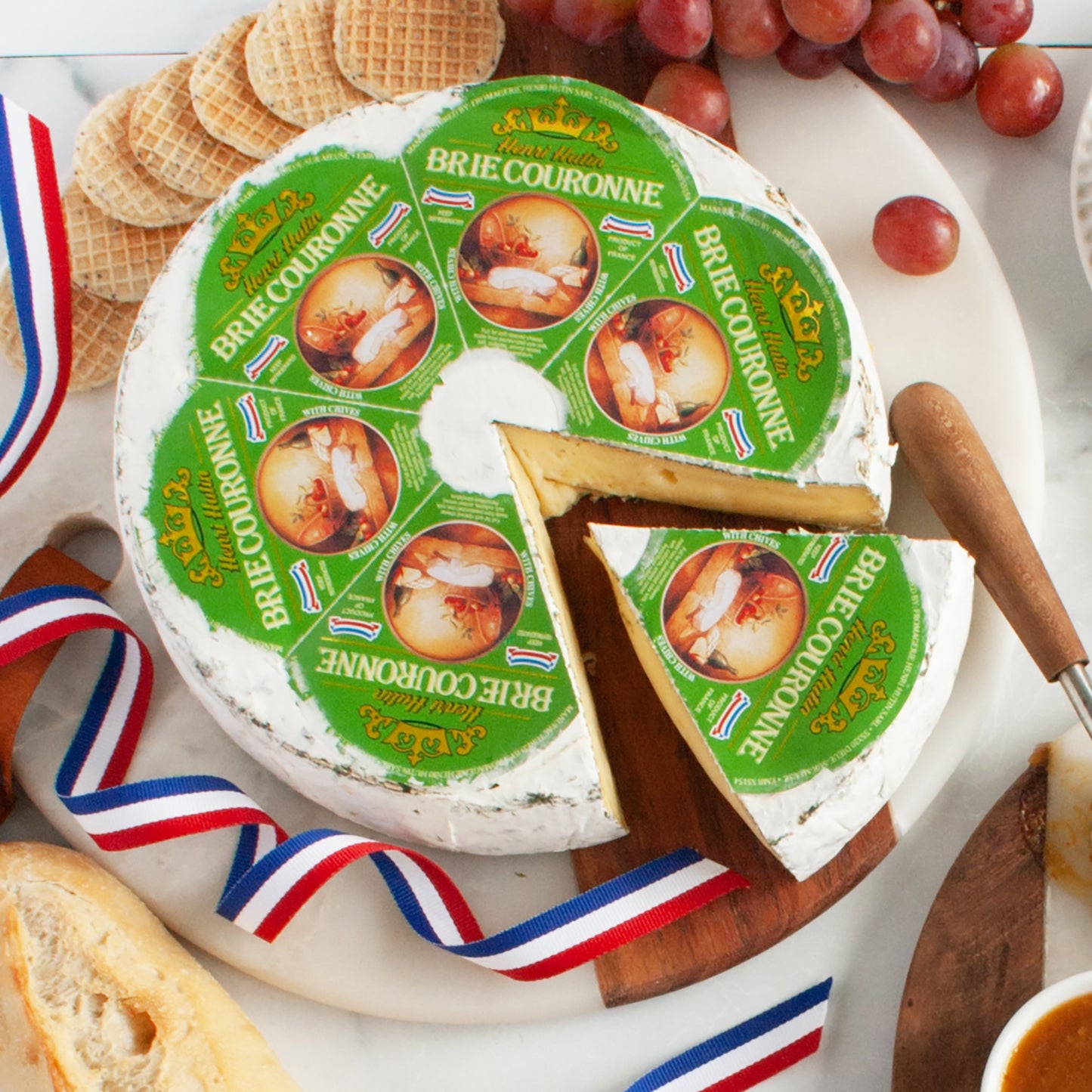 French Brie Cheese Couronne with Chives - 2.2 lb