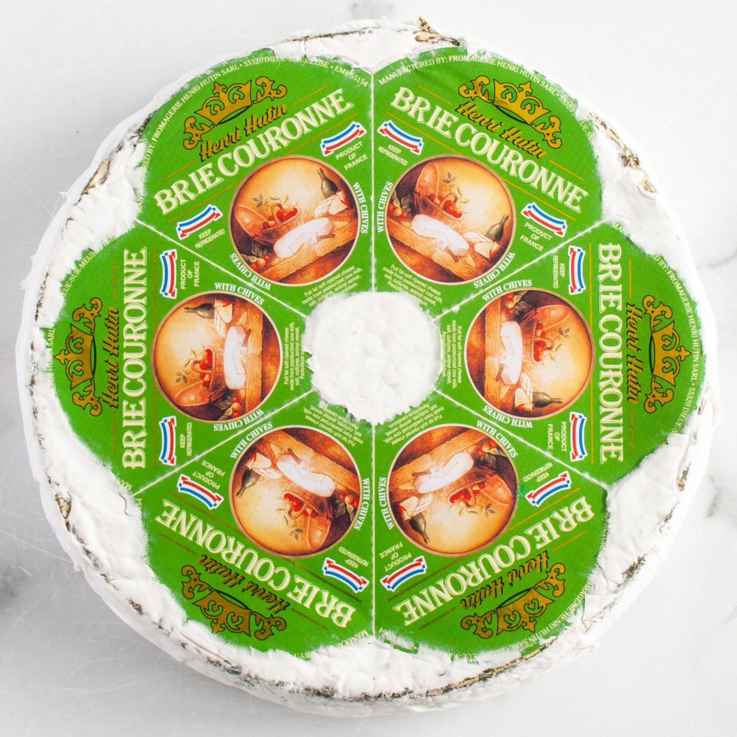 French Brie Cheese Couronne with Chives - 2.2 lb