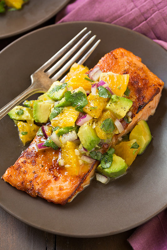 Honey Glazed Salmon with Citrus Avocado Salsa