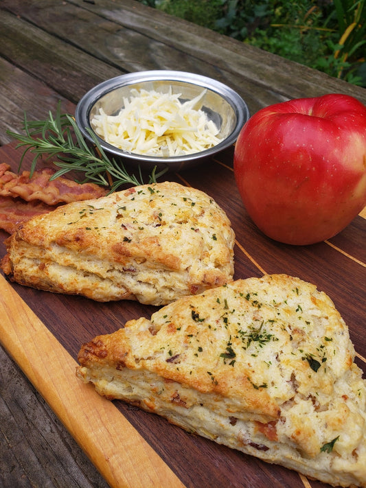 White Cheddar Bacon Apple Scones, Savory Scones - includes 4