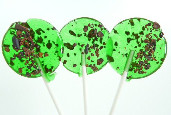 Grasshopper /Thin Mint Lollipops - Creme de Menthe & Pure Chocolate - 7 Included