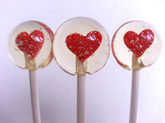 Red Heart Lollipops, Lollipops, Wedding Favors -  Six Included