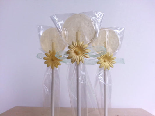 Yellow Flower Gourmet Lollipops - Six Included
