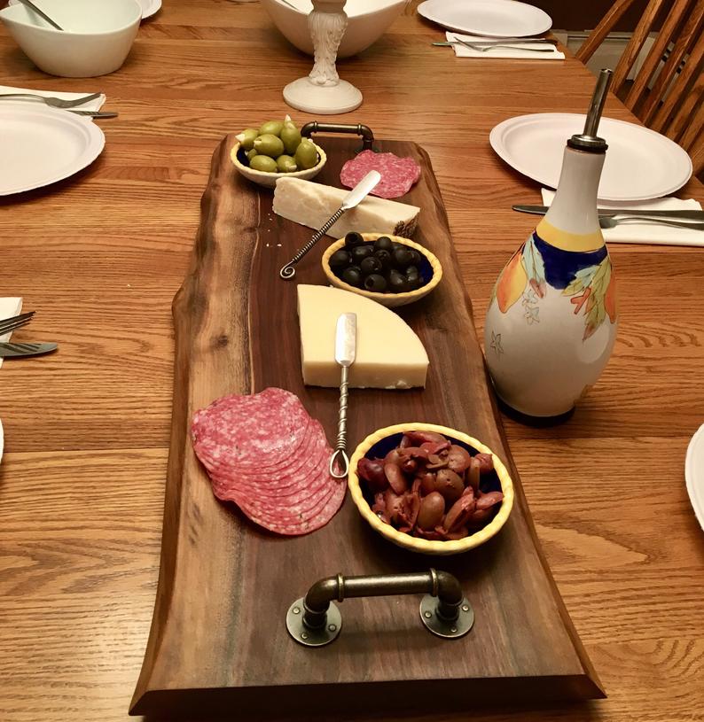 36" Charcuterie Board Solid Walnut Live-Edge Cutting Board - many sizes/styles