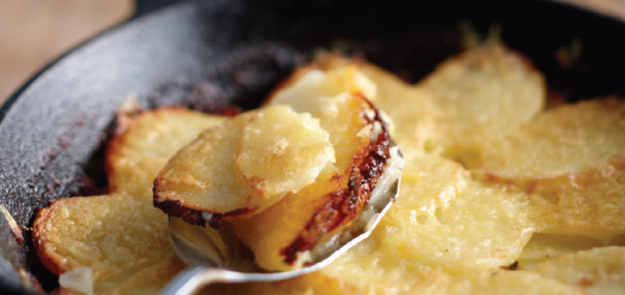 IRISH STOVE-TOP POTATOES WITH AGED CHEDDAR CHEESE