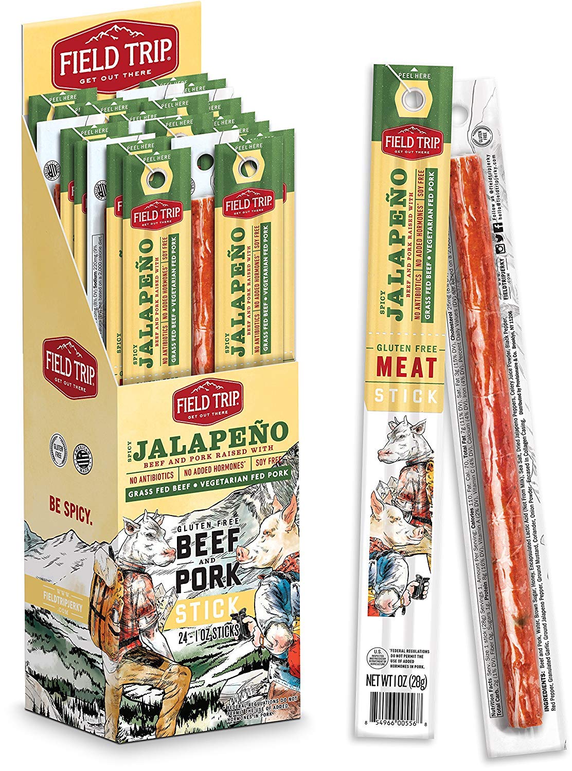 All Natural Pork & Beef Jerky Sticks - Keto Gluten Free - Pack of 24