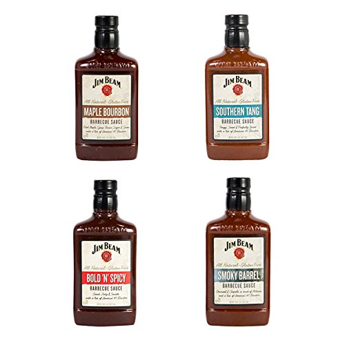 Jim Beam All Natural BBQ Sauce Variety Pack - Bold N Spicy, Smoky Barrel, Maple Bourbon, Southern Tang