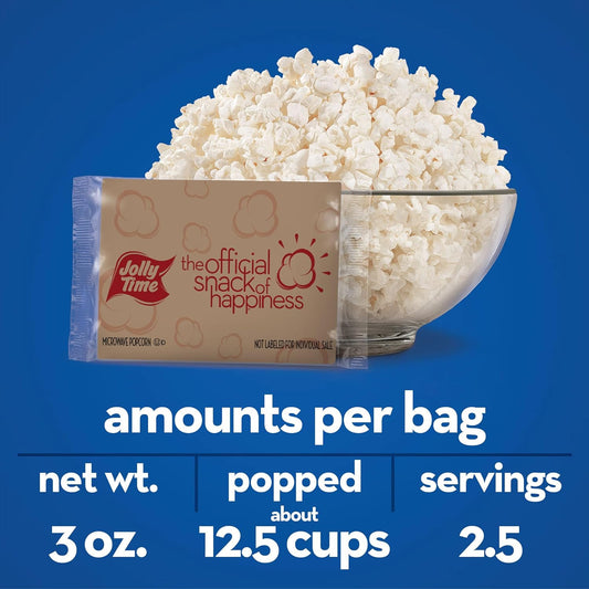 Jolly Time Healthy Pop Microwave Popcorn - Crispy N' White, Low Fat Gluten Free Non-GMO  - 3 oz Pack of 12