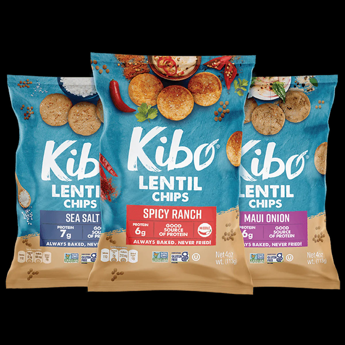 Kibo Chickpea Chips - 3 Flavor Variety Pack, 1 oz - includes 12