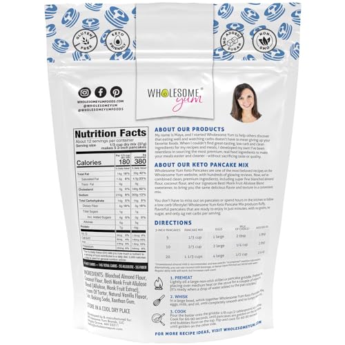 Wholesome Yum Fluffy Grain Free Keto Pancake Mix - Non-GMO -1 lb